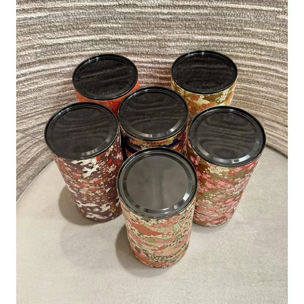 Vintage Japanese Tea Canisters Washi Paper Wrapped Teavana Coffee Storage Bundle